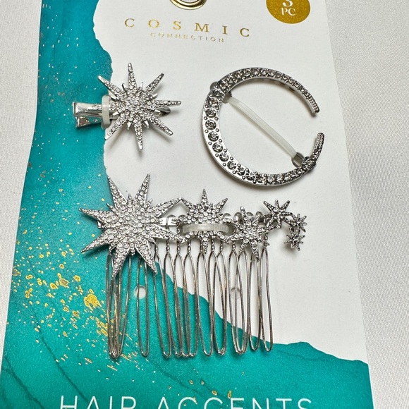 Cosmic Connection Silver Hair Accents Set & Jeweled Clips (NEW -Combo) - Picture 2 of 5